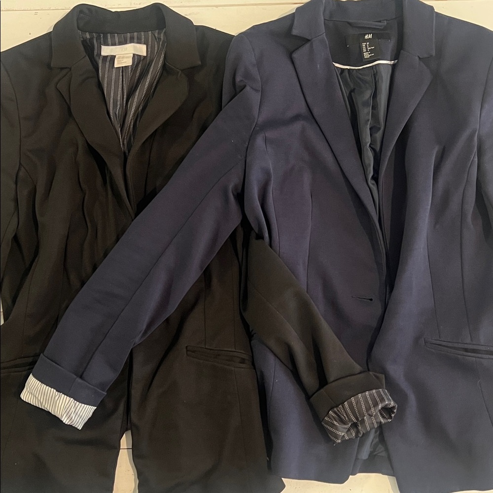 H&M Black and Navy Fitted Blazers